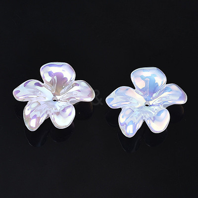 5-Petal Electroplate Acrylic Bead Caps X-PACR-T014-01-1