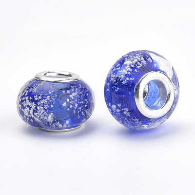 Handmade Luminous Lampwork European Beads LAMP-Q029-35B-1