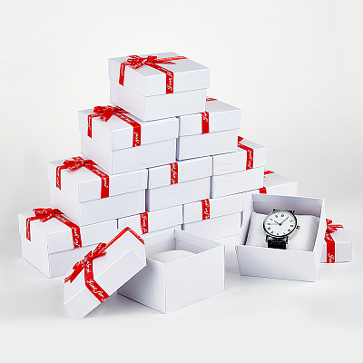 Square Cardboard Watch Package Boxes CON-WH0086-105B-1