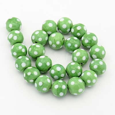 Handmade Lampwork Round Beads Strands LAMP-L007-12mm-01-1
