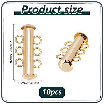 10Pcs Tube Brass Slide Lock Clasps KK-GA0002-44-1