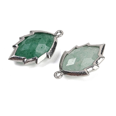 Natural Green Strawberry Quartz Faceted Leaf Pendants G-I375-04P-15-1