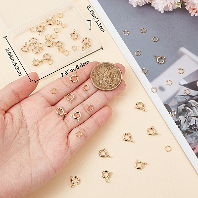 30Pcs Brass Spring Ring Clasps DIY-BBC0001-49-1
