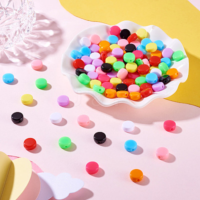 100Pcs 10 Colors Opaque Acrylic Beads OACR-TA0003-09-1