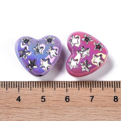 UV Plating Iridescent Acrylic Beads OACR-B021-06-1