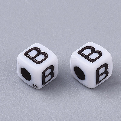 White Opaque Acrylic Beads X-MACR-R869-02B-1