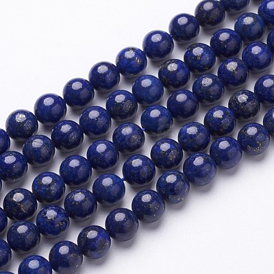 Dyed Grade A Natural Lapis Lazuli Beads Strands X-GSR8mmC123-1