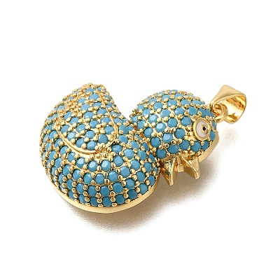 Rack Plating Brass Micro Pave Cubic Zirconia Pendants ZIRC-F142-01G-01-1