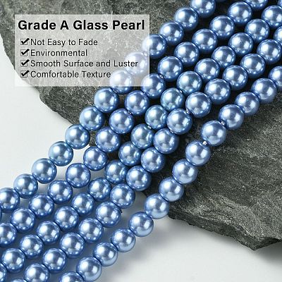 Eco-Friendly Dyed Glass Pearl Round Bead Strands X-HY-A008-6mm-RB015-1