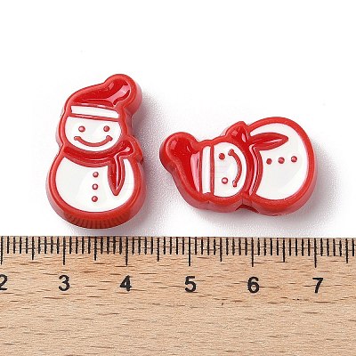 Christmas Decorations Theme Opaque Acrylic Bead with Enamel OACR-Z021-01C-1