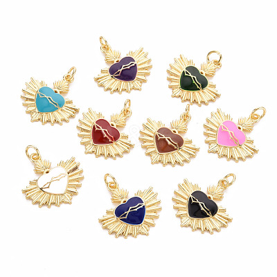 Brass Enamel Pendants KK-S362-042-NR-1