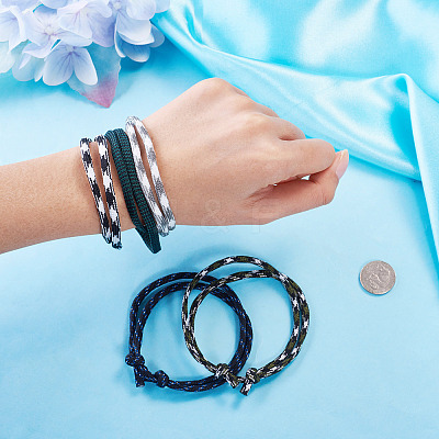 32Pcs 8 Styles Polyester & Spandex Cord Braided Bead Bracelets BJEW-TAC0064-1