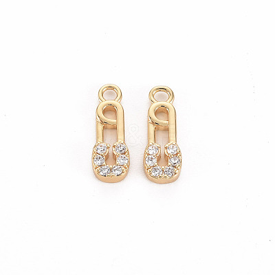 Brass Micro Pave Clear Cubic Zirconia Charms KK-S356-457-NF-1