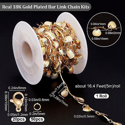 DIY Shell Charms Chain Bracelet Necklace Making Kit DIY-BBC0001-64-1