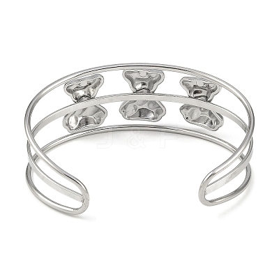 Non-Tarnish 304 Stainless Steel Wide Hollow Bowknot Open Cuff Bangles BJEW-Q348-04P-03-1