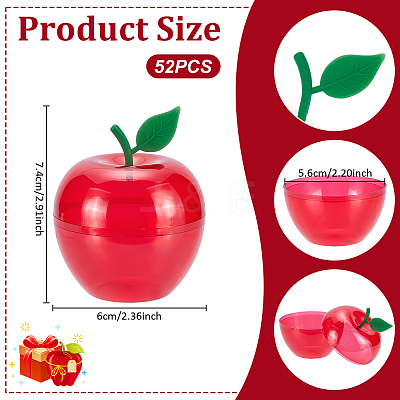 Christmas Apple Shaped Transparent Plastic Jewelry Gift Storage Boxes with Lid CON-WH0089-167B-1