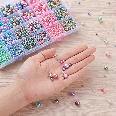 Rainbow Acrylic Imitation Pearl Beads OACR-YW0001-05-1