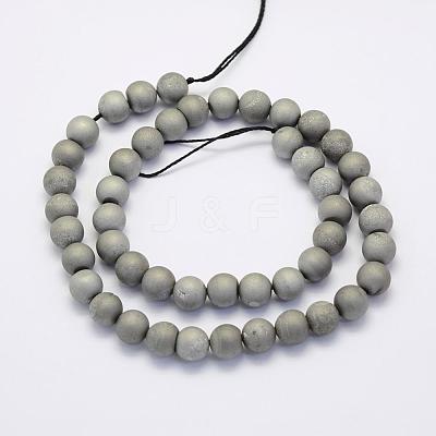 Electroplate Natural Druzy Agate Beads Strands G-G708-8mm-04-1
