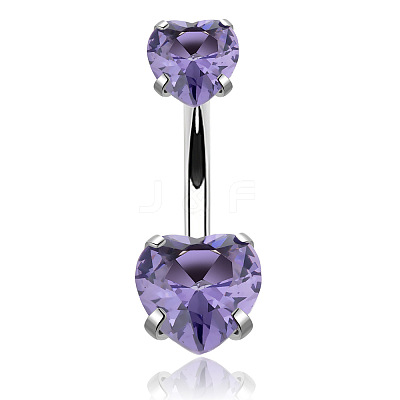 Heart Cubic Zirconia Belly Button Rings WG98059-03-1