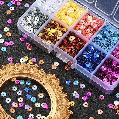 60G 10 Colors Plastic Paillette Beads FIND-YW0001-43-1