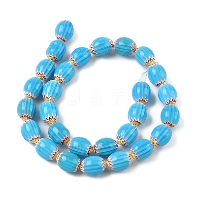 Handmade Millefiori Glass Oval Bead Strands LK-Z001-01A-03-1