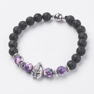 Natural Lava Rock Beads Stretch Bracelets BJEW-I241-16I-1