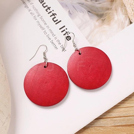 Alloy Wood Dangle Earrings FS-WG9E4F8-04-1