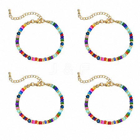 Bohemian Dyed Natural Shell Heishi Beaded Bracelet Sets MF5991-4-1