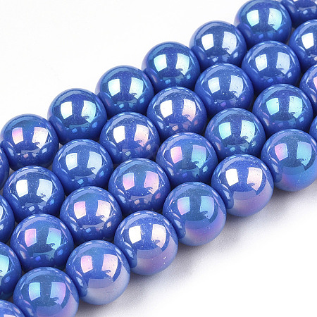 Electroplate Opaque Glass Beads Strands GLAA-T032-P10mm-AB11-1