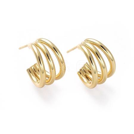 Brass Stud Earrings EJEW-L234-35G-1