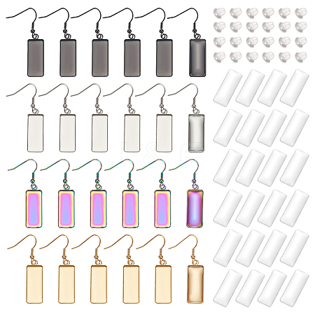 DIY Blank Rectangle 304 Stainless Steel Dangle Earrings Making Kit DIY-PH0022-95-1