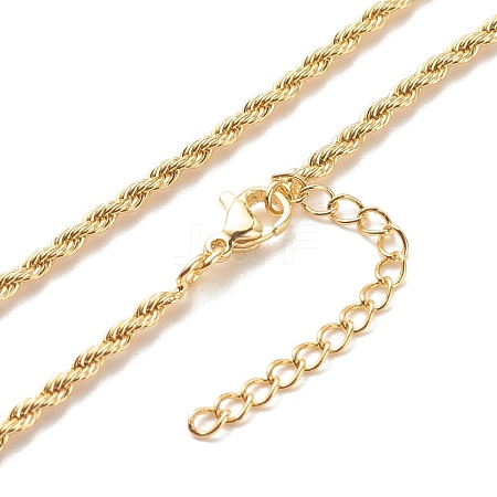 Brass Twist Rope Chains Necklace for Women X-NJEW-P265-15G-1