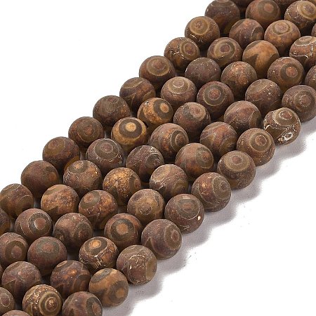 Natural Tibetan 3-Eye dZi Agate Beads Strands G-B079-C01-02-1