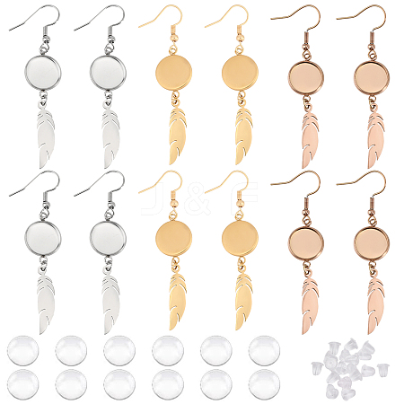 6 Pairs 6 Color Blank Clear Glass Dome Dangle Earrings EJEW-AB00013-1