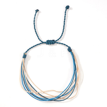 Adjustable Synthetic Fiber & Plush Cord Braided Bracelets AK4281-2-1