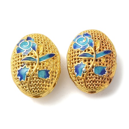 Rack Plating Brass Enamel Beads KK-P276-26C-05G-1