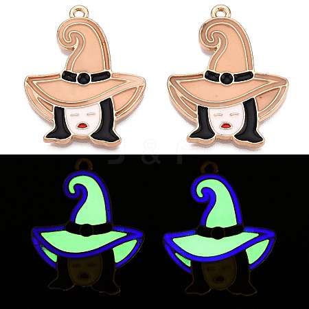 Halloween Theme Rack Plating Luminous Alloy Enamel Pendants ENAM-N056-235G-1