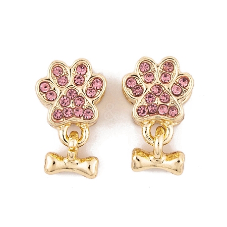 Rack Plating Alloy Rhinestone European Dangle Charms FIND-C055-19G-02-1