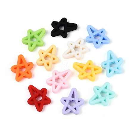 Rubberized Style Opaque Acrylic Beads OACR-N153-18-1