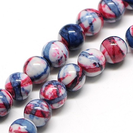 Dyed Round Synthetic Gemstone Ocean White Jade Beads Strands X-G-F085-8mm-01-1