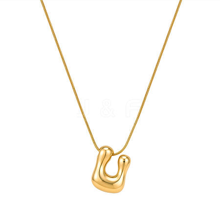 304 Stainless Steel Alphabet Pendant Necklaces for Men and Women GP1122-21-1