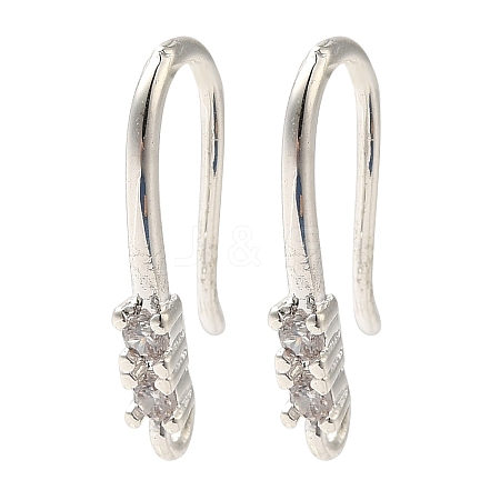 Rack Plating Brass Micro Pave Clear Cubic Zirconia Earring Hooks KK-A231-04S-1