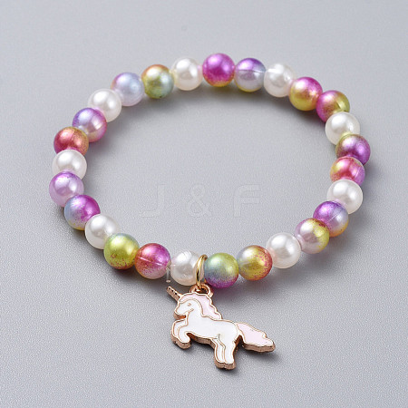 Acrylic & ABS Plastic Imitation Pearl Beads Stretch Bracelets BJEW-JB04759-02-1