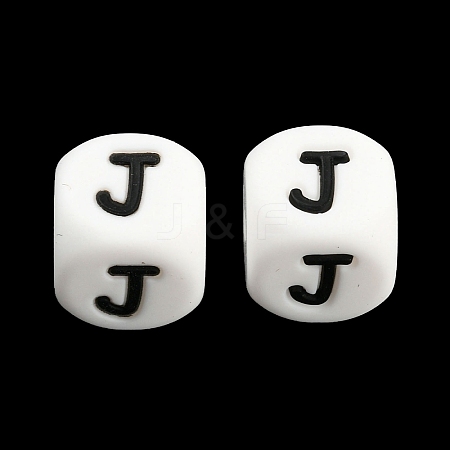 20Pcs White Cube Letter Silicone Beads 12x12x12mm Square Dice Alphabet Beads with 2mm Hole Spacer Loose Letter Beads for Bracelet Necklace Jewelry Making JX432J-1