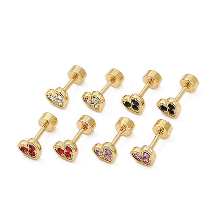 Heart Rhinestone Ear Fake Plugs EJEW-H105-26G-1