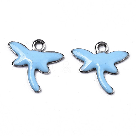 201 Stainless Steel Enamel Charms STAS-N088-19G-1