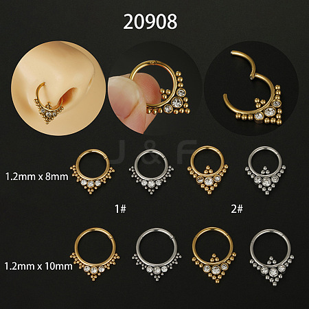 316L Surgical Stainless Steel Micro Pave Clear Cubic Zirconia Nose Rings WG1C8D8-06-1