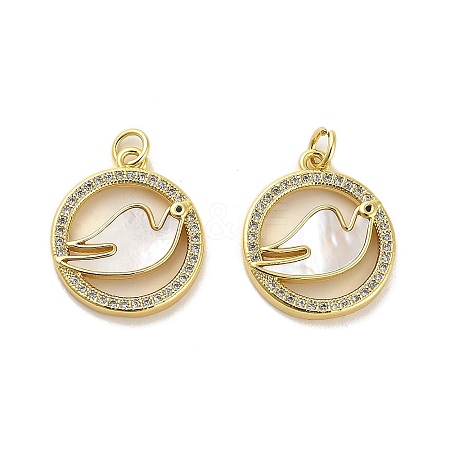 Brass Micro Pave Clear Cubic Zirconia Pendants KK-K365-01G-01-1