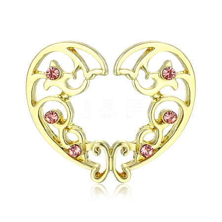 Alloy Rose Rhinestone Heart Clip On Nipple Rings WGEBDCA-02-1