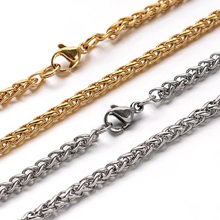 304 Stainless Steel Wheat Chain Necklaces NJEW-O058-26-1